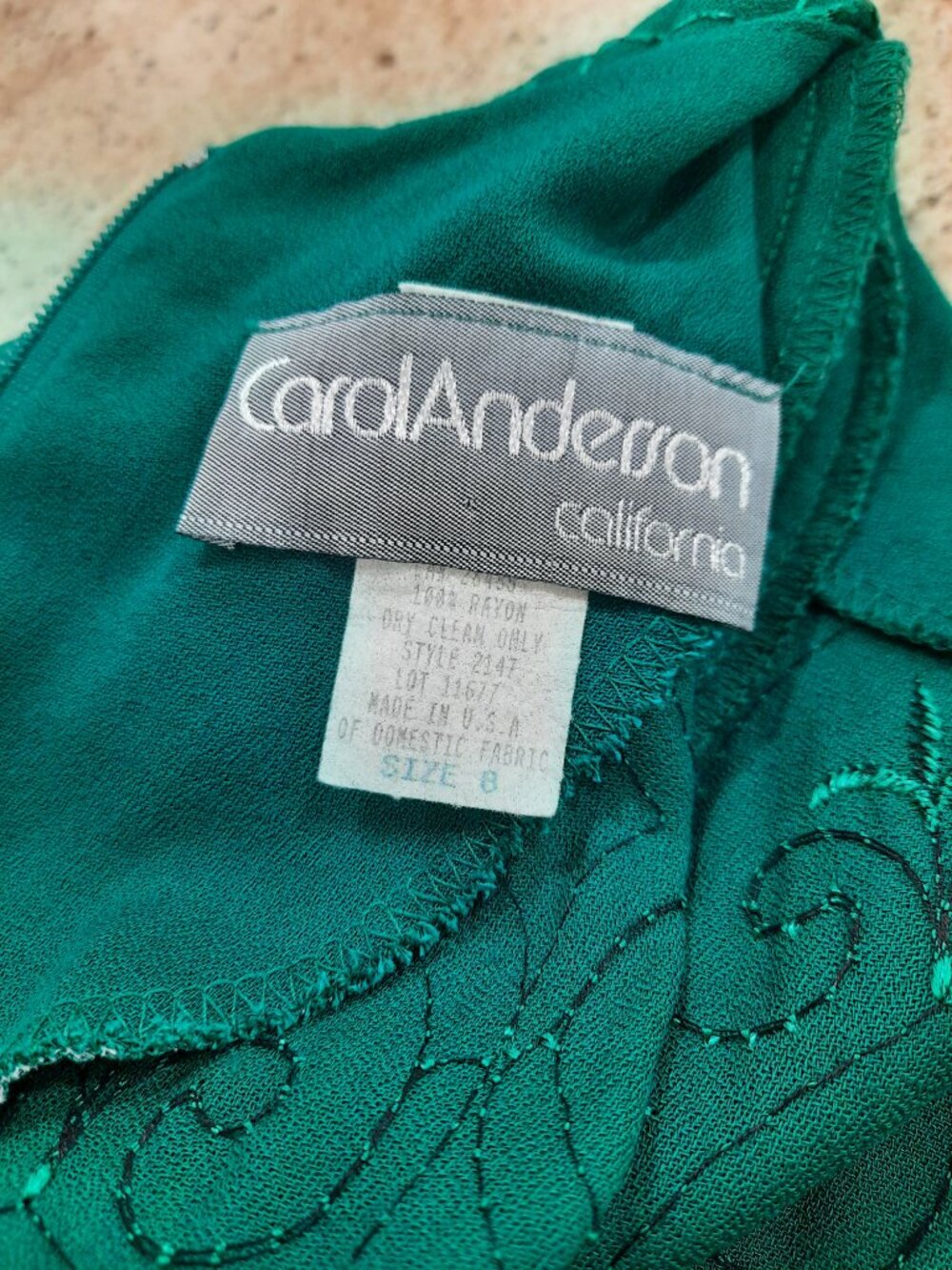 Vtg 80s long sleeve embroidered dress - Carol Anderson brand - Picture 10 of 12